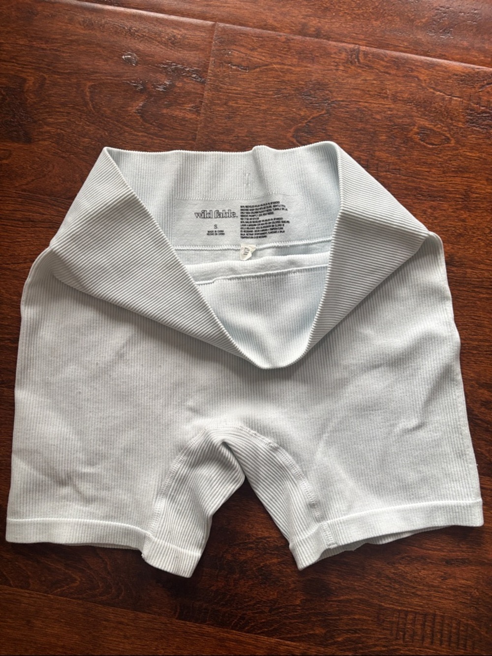 wild fable Light Gray Ribbed High-Waist Shaping Shorts